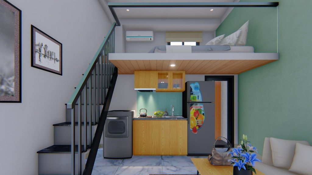 Tổng thể bên trong căn hộ 3 tầng cho thuê