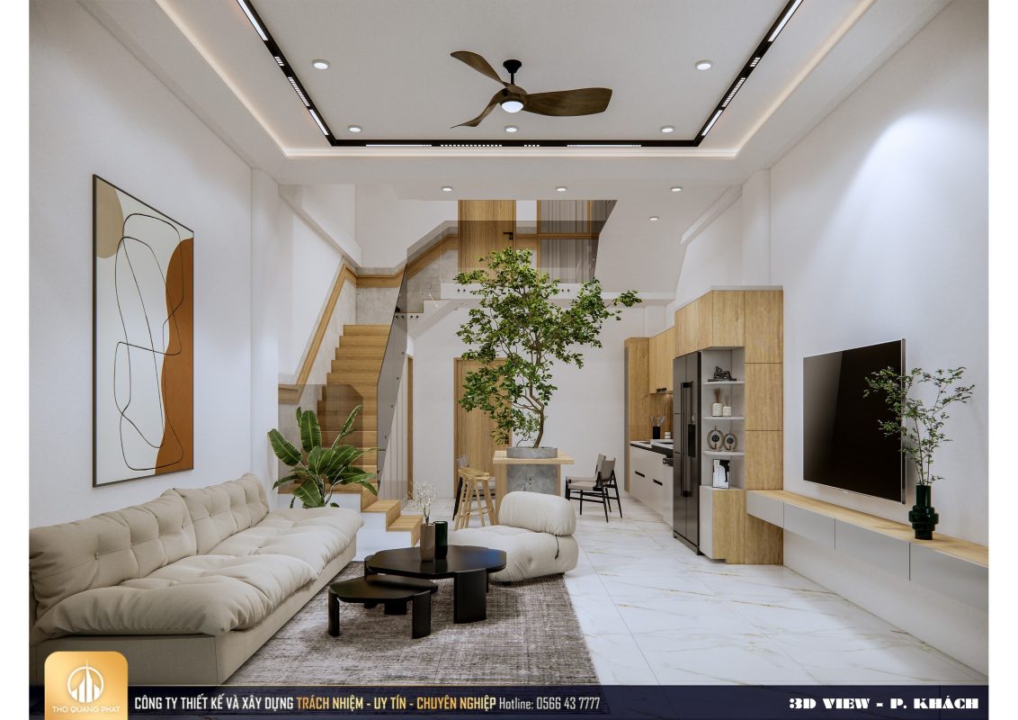 Kiến Trúc Xanh - Phòng khách nhà 2 tầng 1 tum
