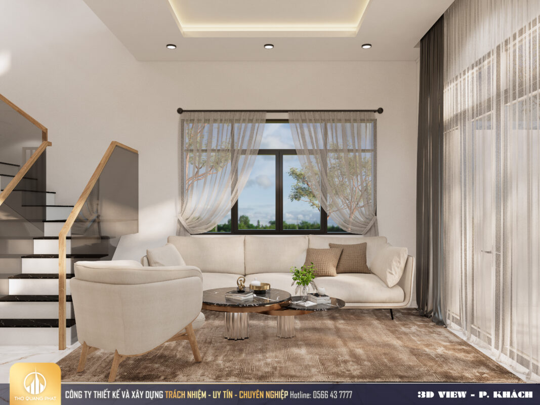 Phòng khách nhà phố 3 tầng hiện đại