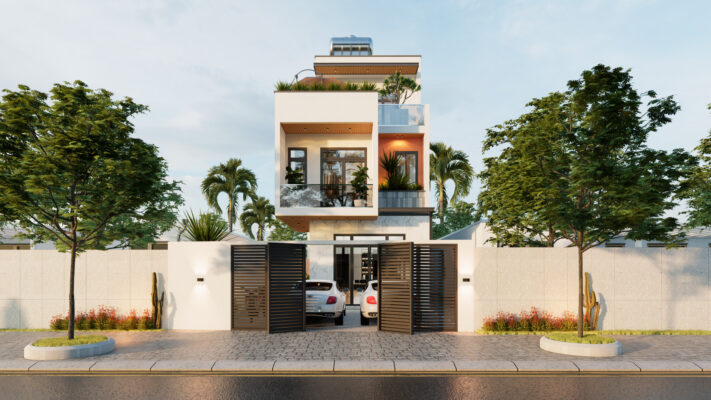 Mặt tiền nhà phố 3 tầng hiện đại