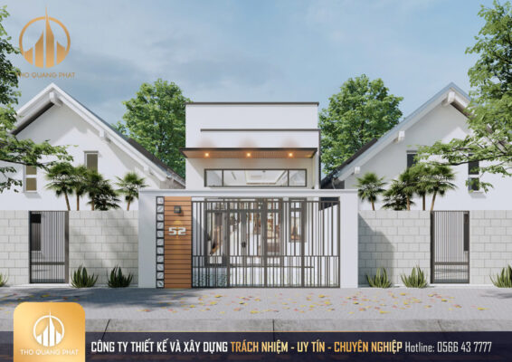 Mặt tiền nhà cấp 4 gác lửng hiện đại