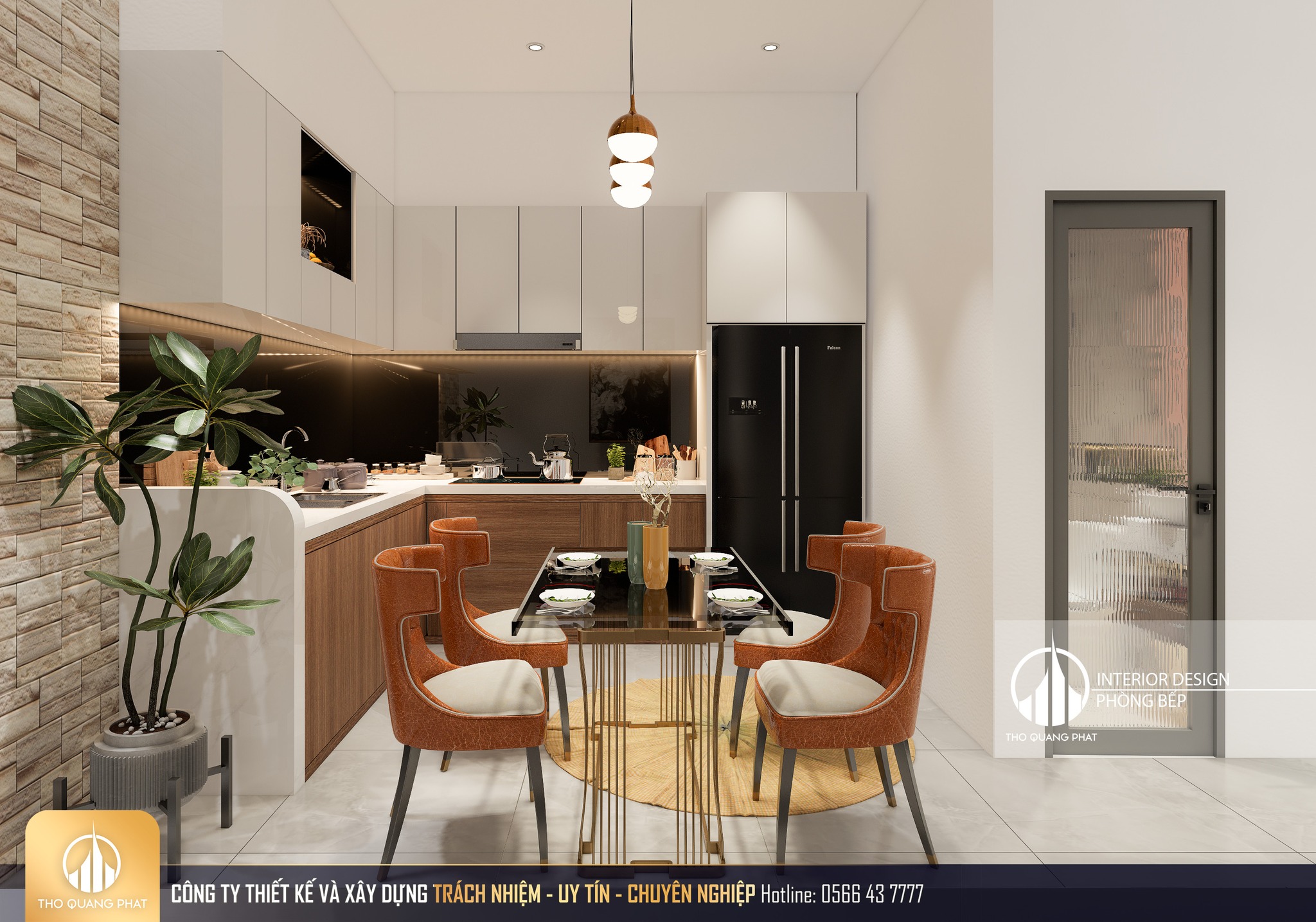 Phòng bếp mẫu nhà phố 3 tầng kiến trúc Địa Trung Hải