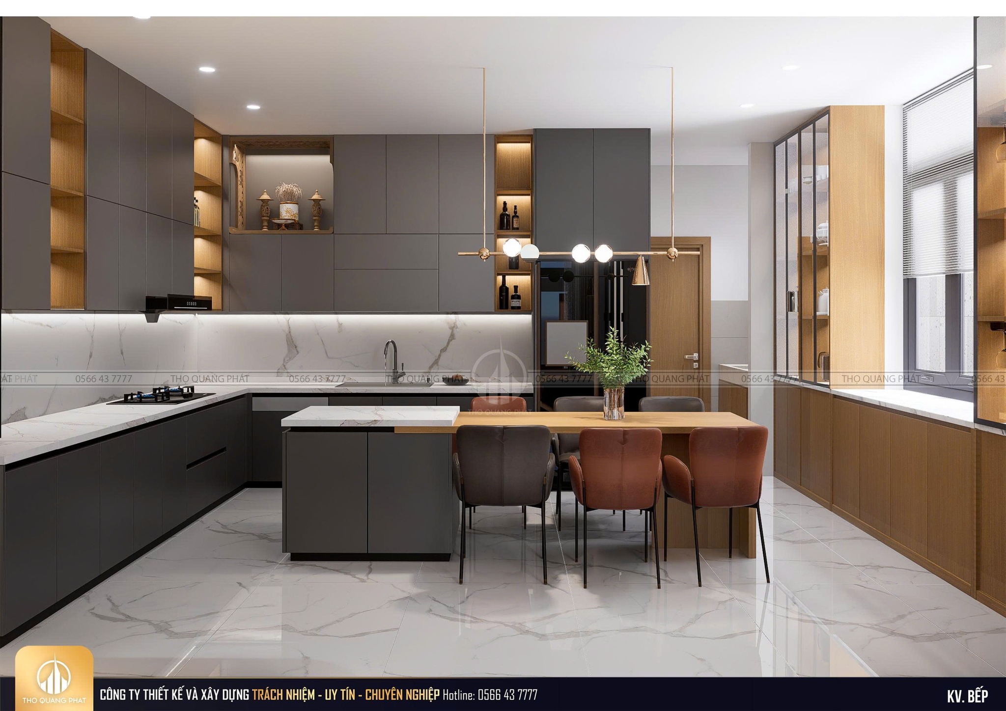Phòng bếp được thiết kế tinh tế